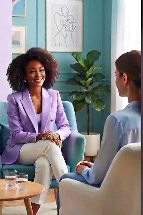 Duas mulheres conversando em uma sessão de escuta